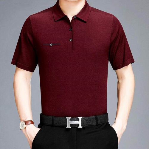 Summer New Dads Short-sleeved Solid Color Simple Casual Lap