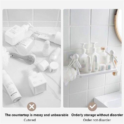 Self-adhesive Bathroom Shampoo Storage Racks Plastic Shelf