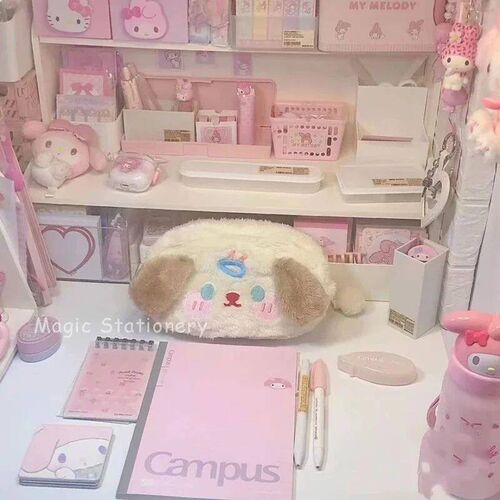 Kawaii Pencil Case Plush Cute Cartoon Pen Bag Large Capacity
