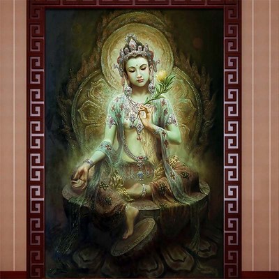 客厅玄关壁画墙纸敦煌飞天仙女3D5D8D晶雕背景茶室壁纸定制