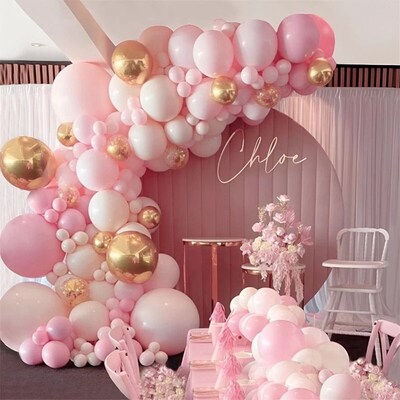 Macaron Pink Balloon Garland Arch Kit Kids Happy Birthday