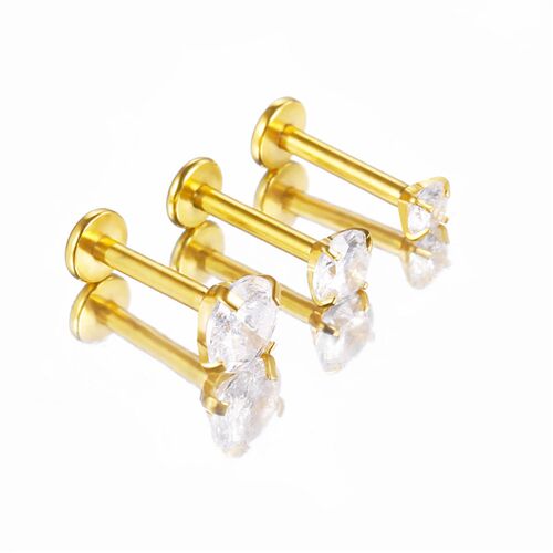 18Piece Stainless Steel Crystal Tragus Earring Set 16G Shiny