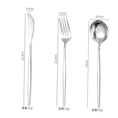 Nordic stainless steel steak knife, fork and spoon set