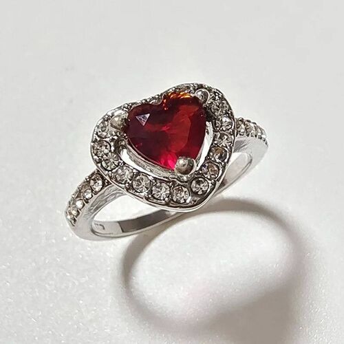 Simple Classic Silver Color Heart Engagement Rings Women Whi