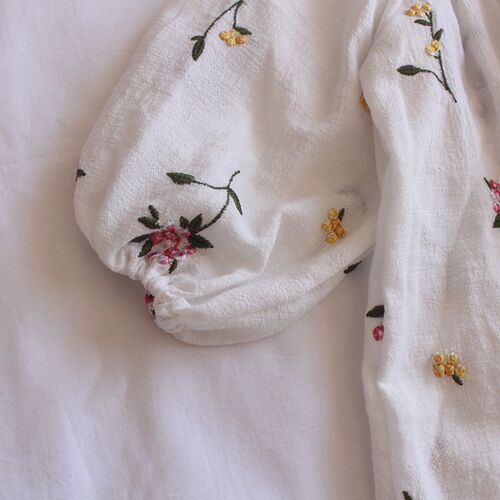 Toddlers Kids Princess Dresses Embroidery Floral Puff Sleeve