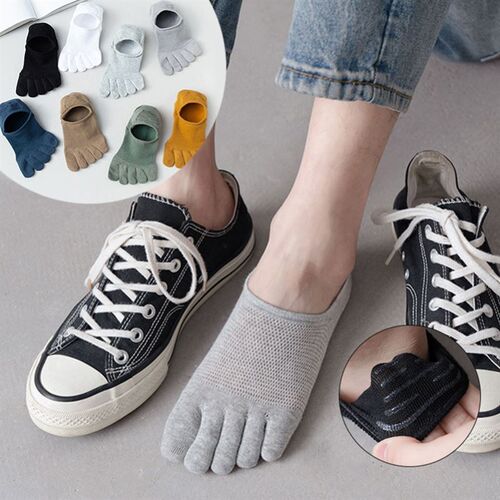2pairs Man Women Slipper Toe Socks Mesh Hollow No Show Socks