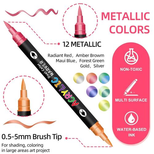 24/48/72/144 Colors Acrylic Paint Markers,Dual tips Dual Col