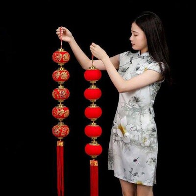 Handmade New Year Red Lantern Hangings Hanging Red Ball