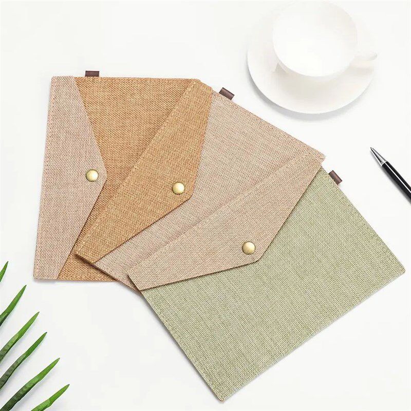 1PC A4/A5 Imitation Linen Big Capacity Document Bag Simple C