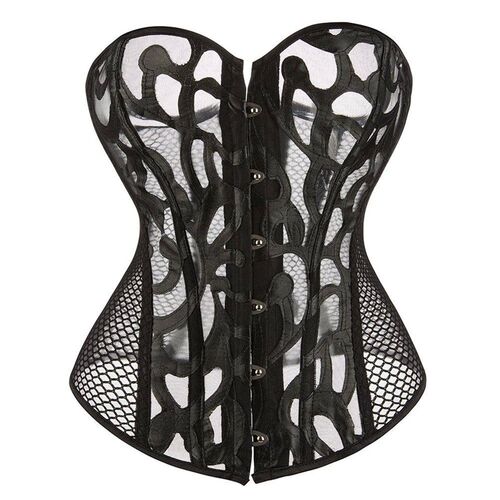 Breathable Mesh Corselet Hollow Out Overbust Corset Black Wh