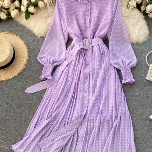 Spring Autumn Women Vintage Maxi Party Dress Long Sleeve