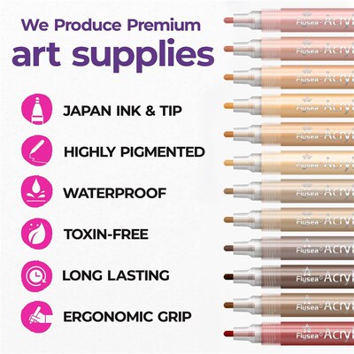 12 Colors Skin Tone Acrylic Paint Pens,  3.0mm Medium Tip Pa