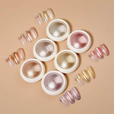 6Pcs Chrome Nail Powder Metallic Mirror Glitter Effect Holog