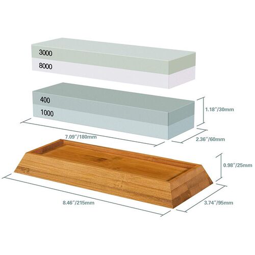 Sharpening Stone Set, Whetstone 2-IN-1 400/1000 3000/8000 Gr