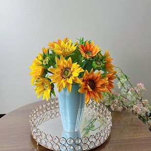 手感保湿向日葵仿真花软胶pu植绒绢花假花 酒店家居装饰花卉摆件