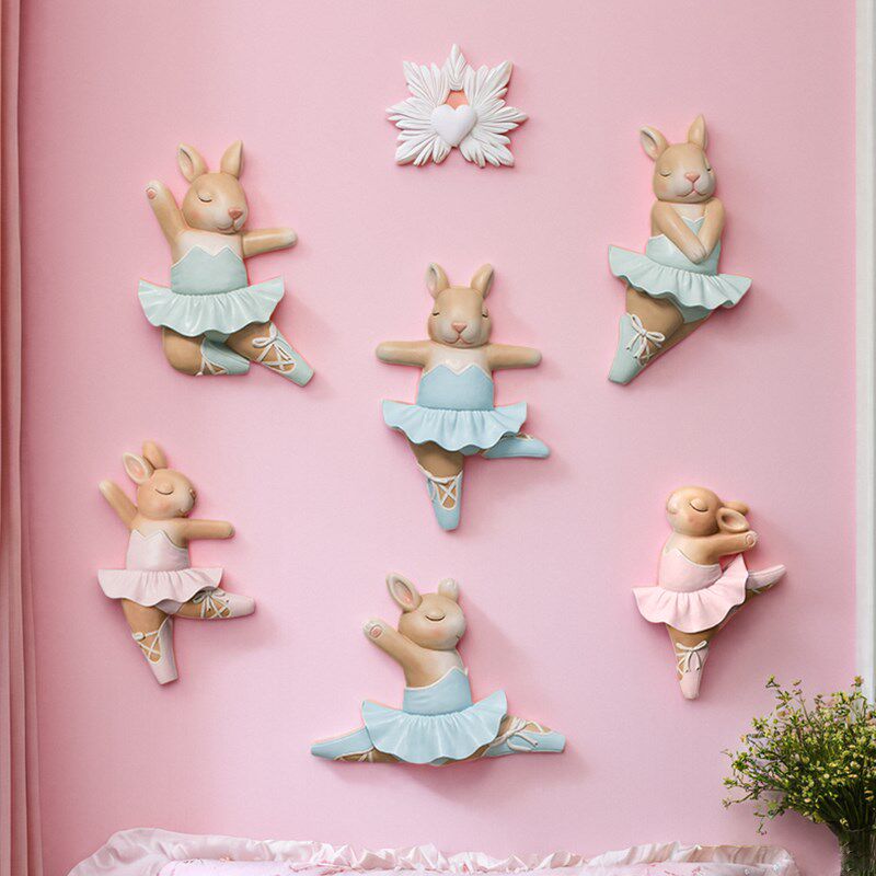 儿童房墙面装饰挂件女孩卧室床头墙饰创意客厅墙上装饰芭蕾兔壁挂,家居饰品,壁饰,淘宝优惠券,粉丝福利购,淘宝优惠卷