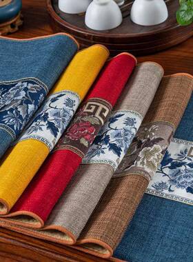 桌意旗轻奢高端防水茶茶布席中式禅YrK3io+r新桌台布艺长条茶几垫