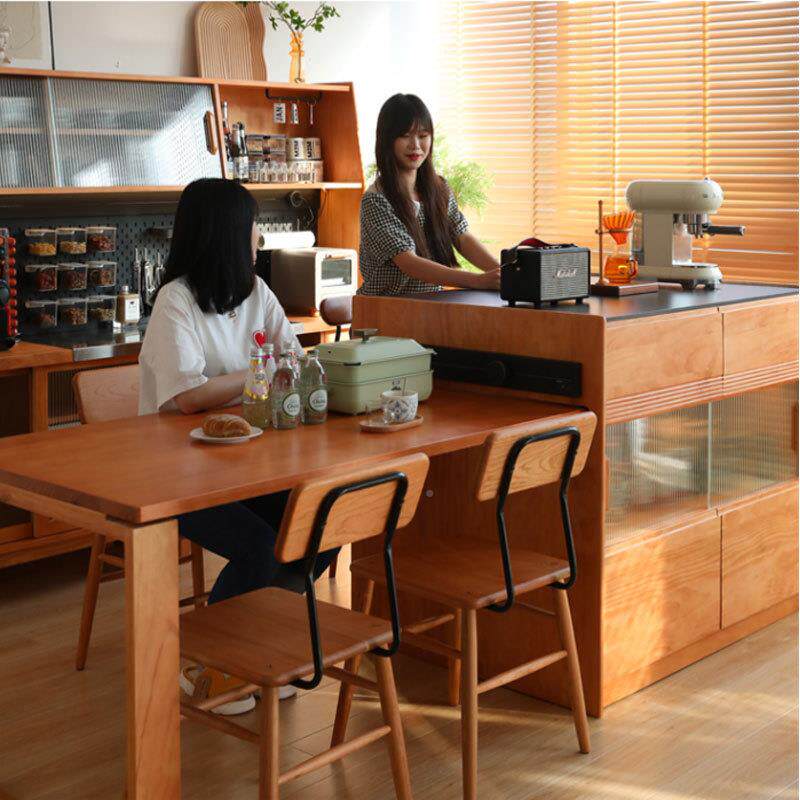 灵动岛台餐桌一体伸缩日39372式台板岩开放式厨房吧实木餐边柜储