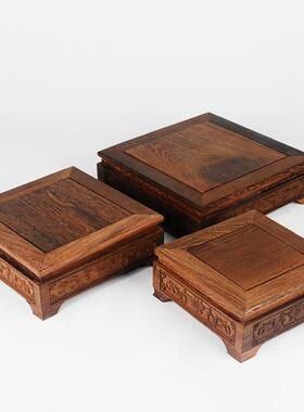 花套三荷小方件台花瓶花盆玉石摆鸡翅木质长1方形条案实木佛像底