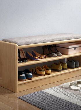 北欧凳实木换22898鞋鞋柜一体穿可坐物柜储鞋凳软垫凳子门口多层