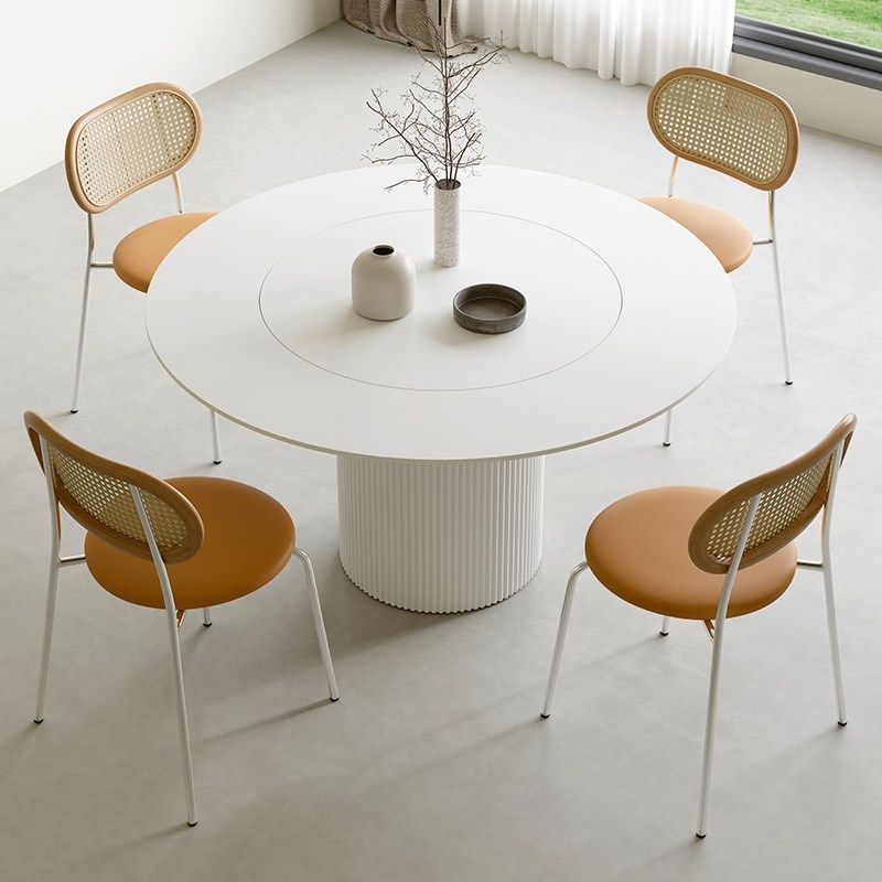 奶油风餐桌椅圆形带转盘家用小户型设计师圆形德利丰岩板餐桌,住宅家具,岩板餐桌,淘宝优惠券,粉丝福利购,淘宝优惠卷