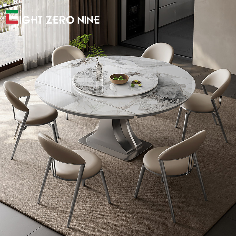 伸缩折叠餐桌家用小户型岩板餐桌方变圆形抽拉带转盘多功能餐桌,住宅家具,岩板餐桌,淘宝优惠券,粉丝福利购,淘宝优惠卷