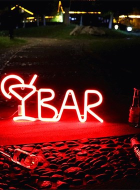 LED霓虹灯br酒馆PRTY酒吧寝室房间聚会活动装饰字母造型霓虹灯