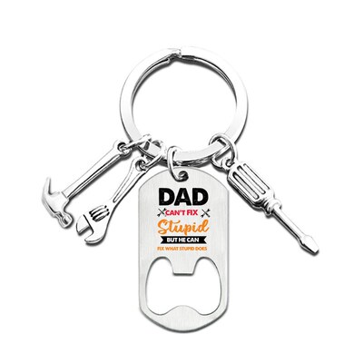 Fathers Day Keychain Stainless Steel Bottle Opener Metal Key