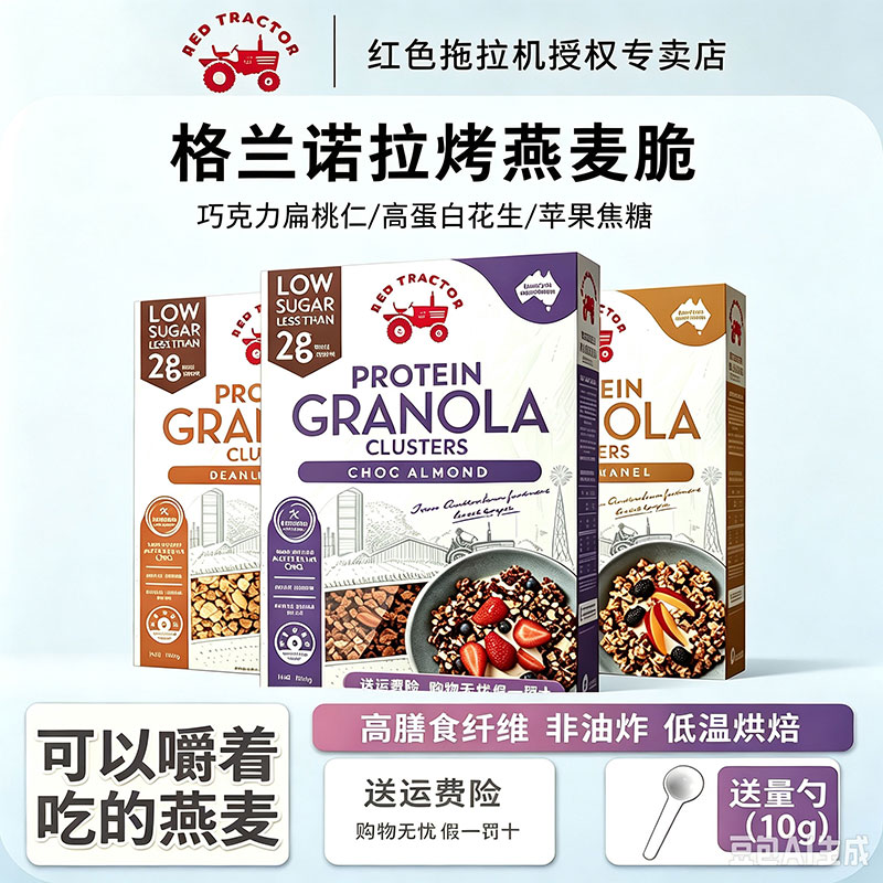 澳洲进口格兰诺拉苹果焦糖扁桃仁巧克力燕麦脆早餐即食燕麦片450g