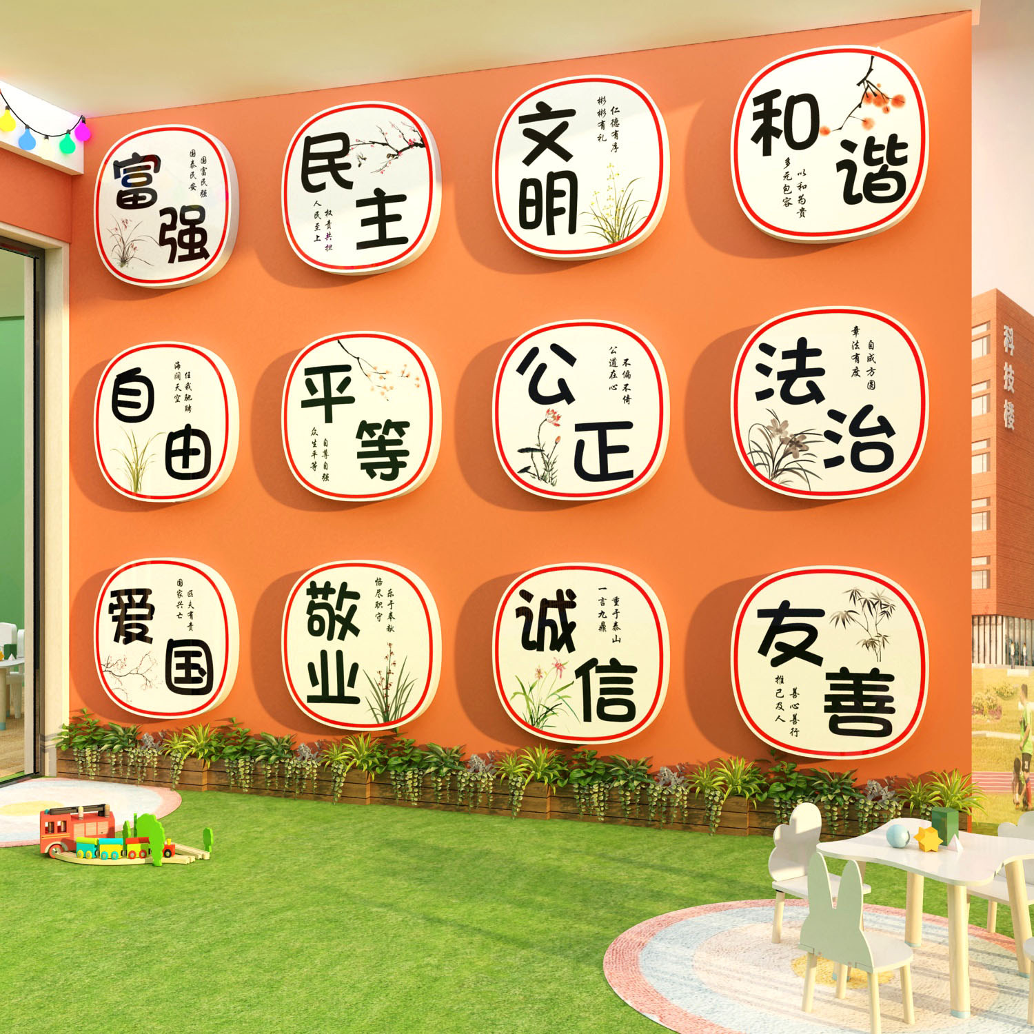 幼儿园墙面装饰楼梯走廊环创主题成品社会主义核心价值观墙贴小学,家居饰品,软装墙贴,淘宝优惠券,粉丝福利购,淘宝优惠卷