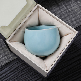 天青汝窑主人杯茶杯开片可养泡茶杯陶瓷茶盏茶具单个冰裂纹品茗杯