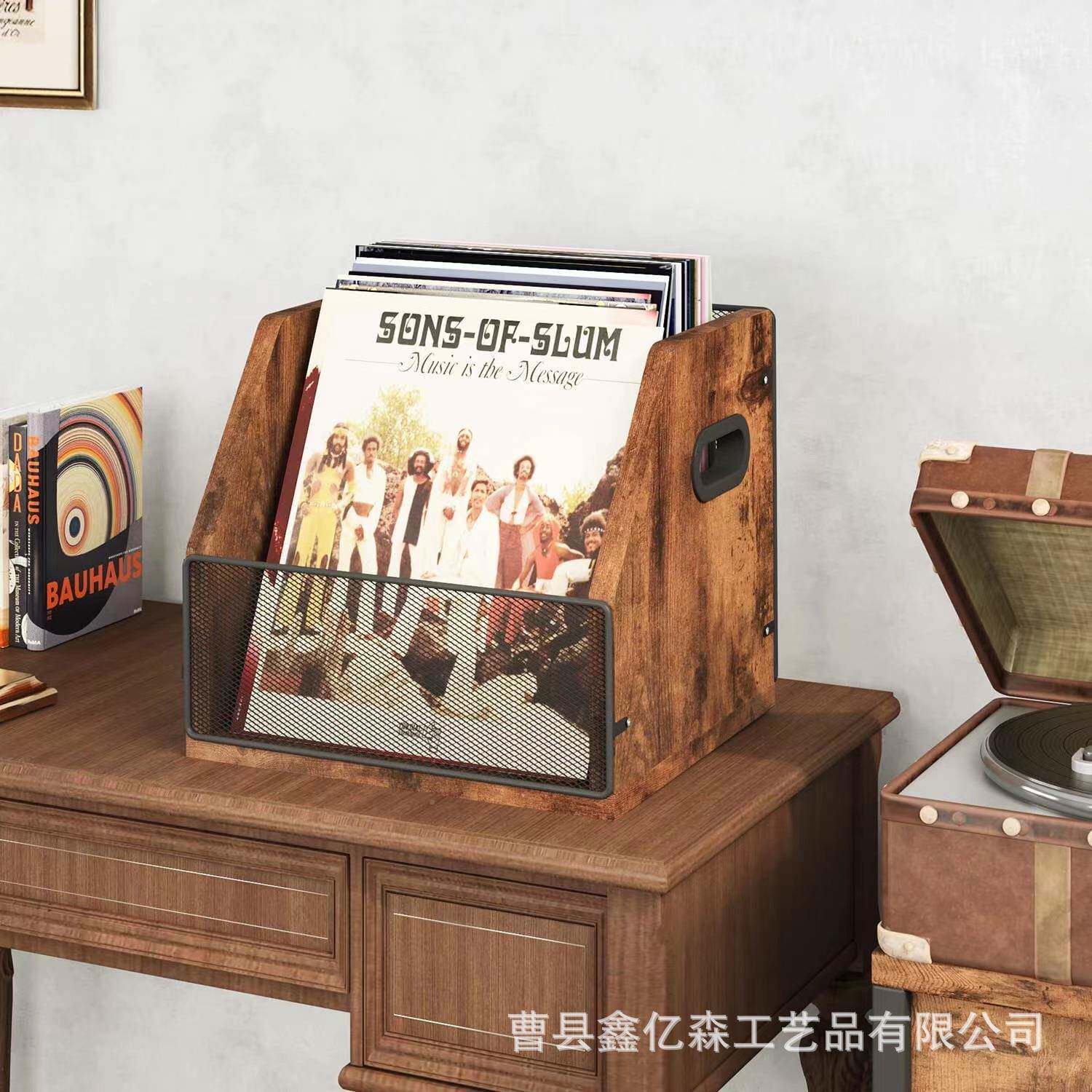 乡村风木质收盒黑纳胶唱片专辑碟片藏复古20230803桌收面摆台式C