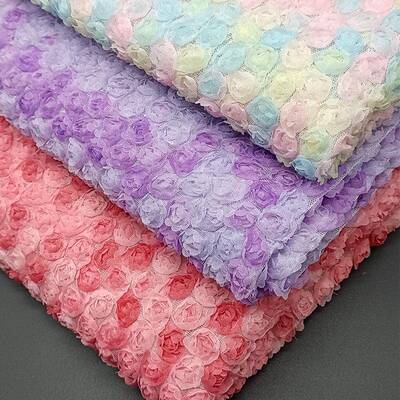 HLPD2302货直玫瑰绣花面现料舞台服婚供纱礼服刺绣面料绣花花布匹