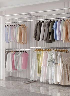 188024镀锌加厚钢管晾衣架帘落立式室内新地款卧室阳台简易挂衣双