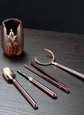 玩物尚置黑檀茶道六君子子装茶具茶套道件泡茶工具6君RCDR-45茶夹