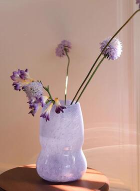 轻CZ22-01奢高档紫色气式泡玻璃花摆件法中古高级感客瓶饰厅插花