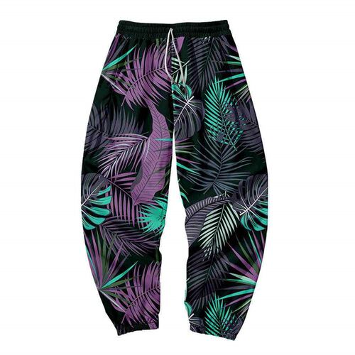 Mens Casual Trousers Tropical Plant Casual Cargo Pants