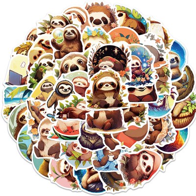 50 cartoon sloth graffiti stickers decorative guitar noteboo