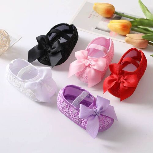 Newborn Baby Girl Christening Shoes Headband Set Soft Sole L