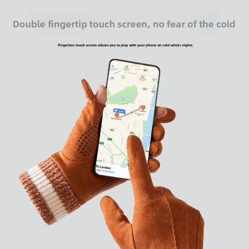 1 Pair Autumn Winter Suede Warm Gloves for Man Outdoor Windp