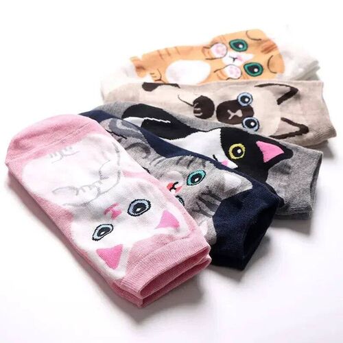 5/10 Pair/Set Women Cartoon Cute Cat Ankle Sock Breathable
