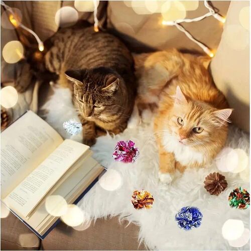 10pcs Colorful Crinkle Balls Sound Tin Paper Toy for Cat Dur