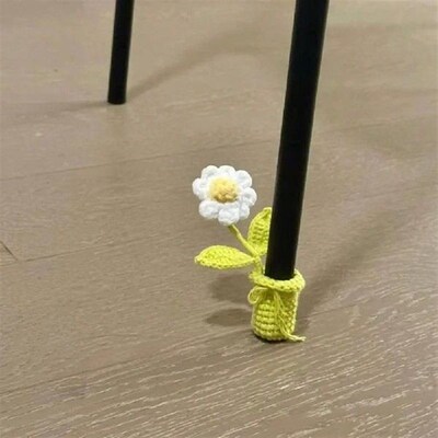 Crochet Flower Chair Leg Cover Handmade Knitting White