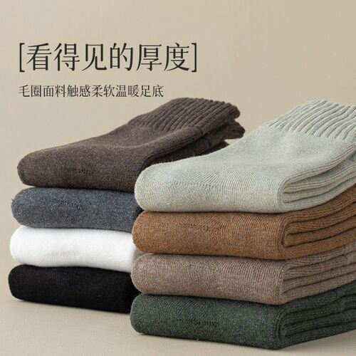 Socks Mens Padded Terry Socks Socks Fleece-lined Warm Floor