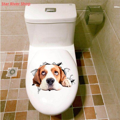 Lovely Cat Dog Toilet Stickers Home Decoration Diy Funny Car