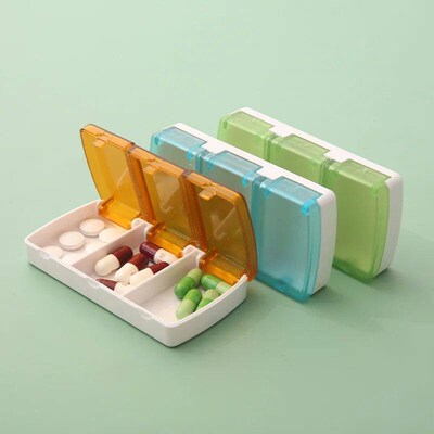 1PC Sealed 3 Grids Medicine Box Portable Health Care Storage