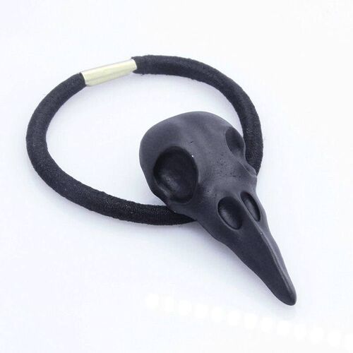 Punk Gothic Metal Crow Skull Hairband  Tail Holder Elastic H