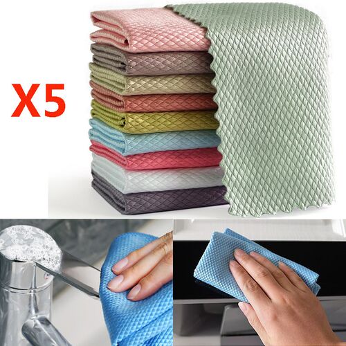 1Set/5 Pcs Kitchen Towel Cleaning Cloth For Window Glass Car