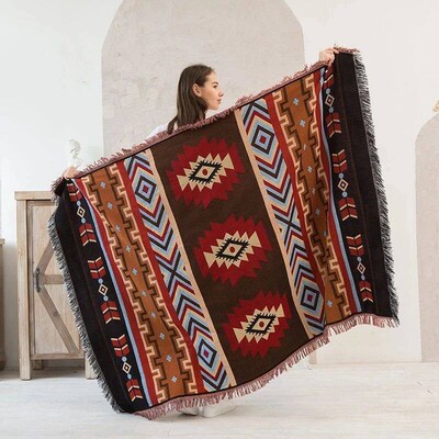 Ethnic Bohemian Mexico Blankets Outdoor Beach Picnic Blanket