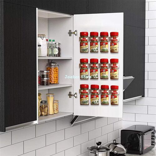 Spice Bottle Clips Rack Kitchen Storage Wall Mount Adhesive